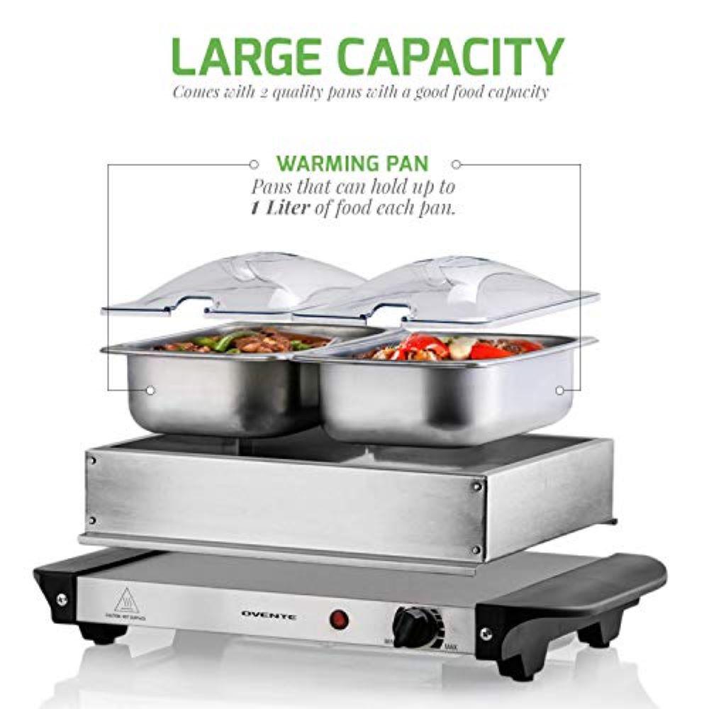 Ovente 2 Qt Silver Electric Buffet Server Tray With Stainless Ovente 2 Qt Silver Electric Buffet