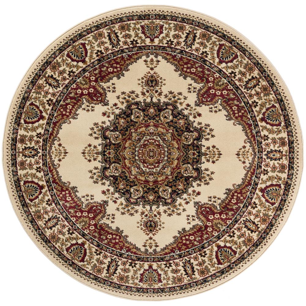 Tayse Rugs Sensation Beige 5 Ft 3 In Traditional Round Area Rug 4702