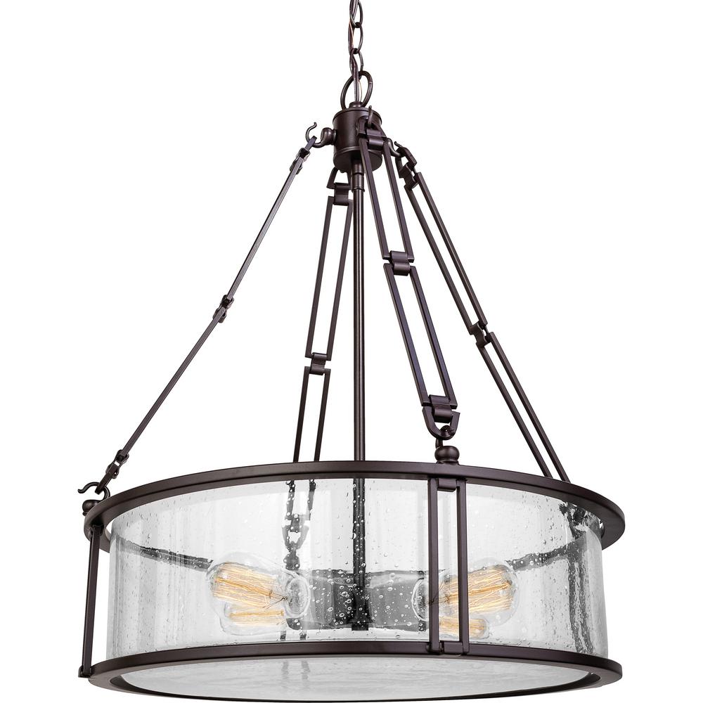 Sea Gull Lighting Bronzeville 3Light Satin Bronze Pendant with Seeded