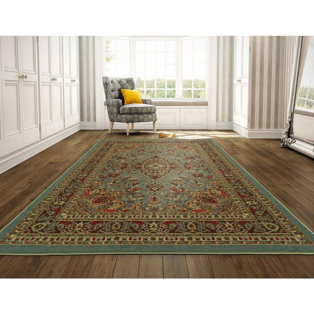 Ottomanson Ottohome Collection Persian Heriz Oriental Design Seafoam 8 Ft X 10 Area Rug