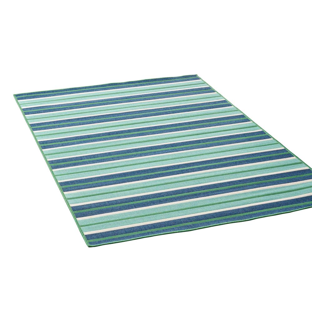 Noble House Ellis Blue And Green 5 Ft X 8 Ft Striped Indoor