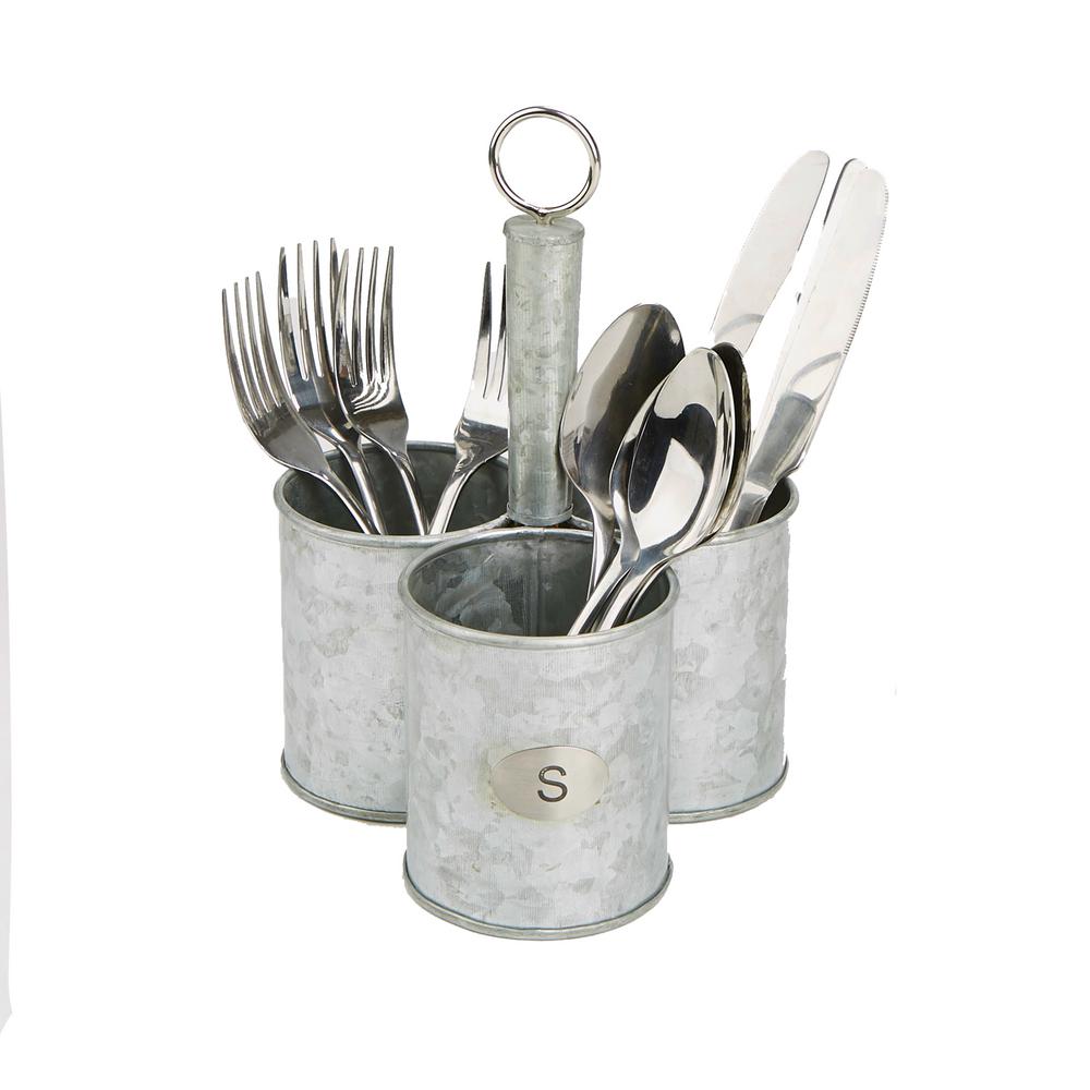 Mind Reader Silver Metal 3 Cup Utensils Caddy Cutlery Holder Flatware