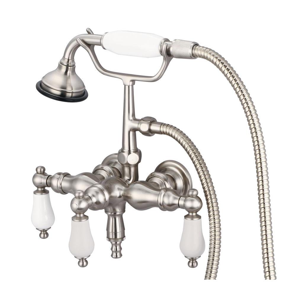 Water Creation 3Handle Vintage Claw Foot Tub Faucet with Hand Shower and Porcelain Lever