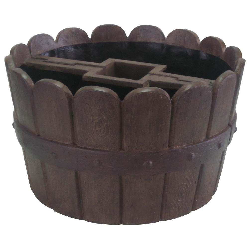 Mpg 20 In Dia Cast Stone Mailbox Planter Barrel Finish Pf5764b Mpg 20 In Dia Cast Stone Mailbox