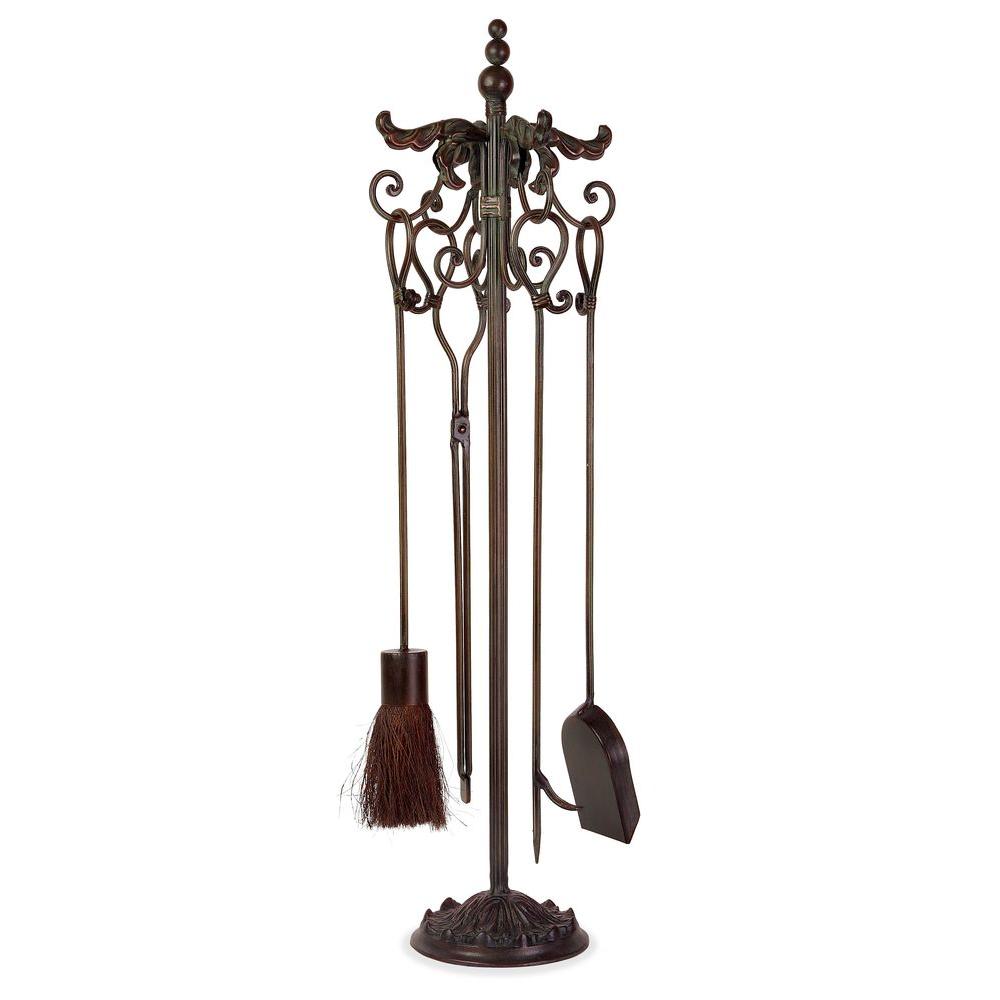 Filament Design Lenor 36 in. Black Wrought Iron Fireplace Tool Set