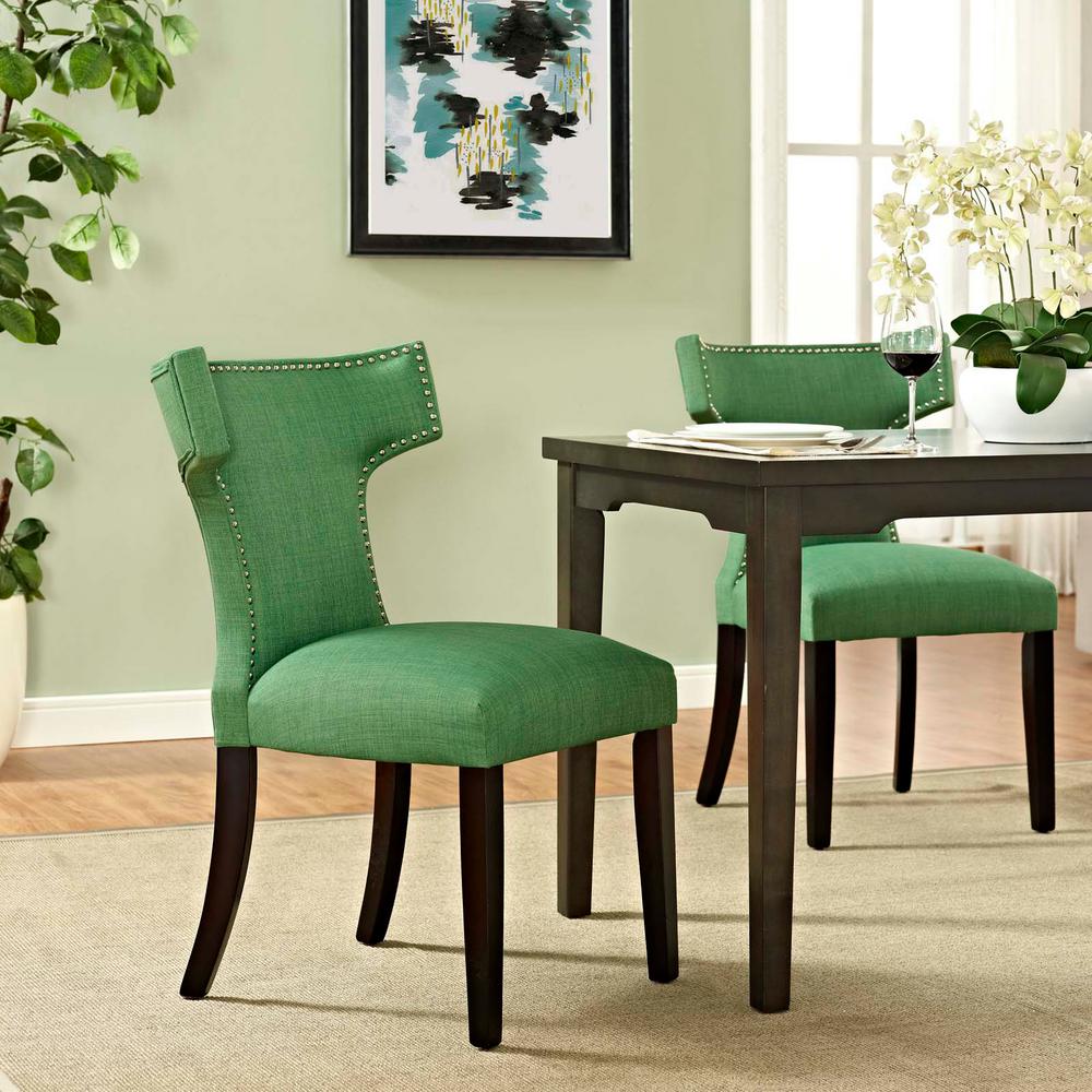 Modway Curve Kelly Green Fabric Dining Chair Eei 2221 Grn The Home Internet 303656873 Modway Curve Kelly Green Fabric Dining Chair