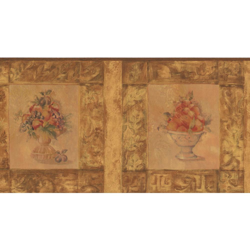 Norwall Vintage Dark Orange Framed Pictures With Fruit Bowl Potted