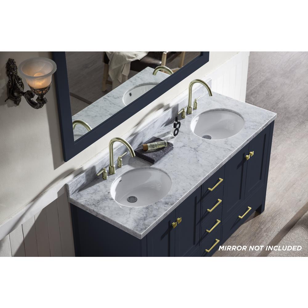 2 Soft Closing Doors Ariel Bathroom Vanity 61 Inch With Carrara White Marble Countertop And Oval Sink In Gray No Mirror With Backsplash 6 Full Extension Dovetail Drawers Tools Home Improvement