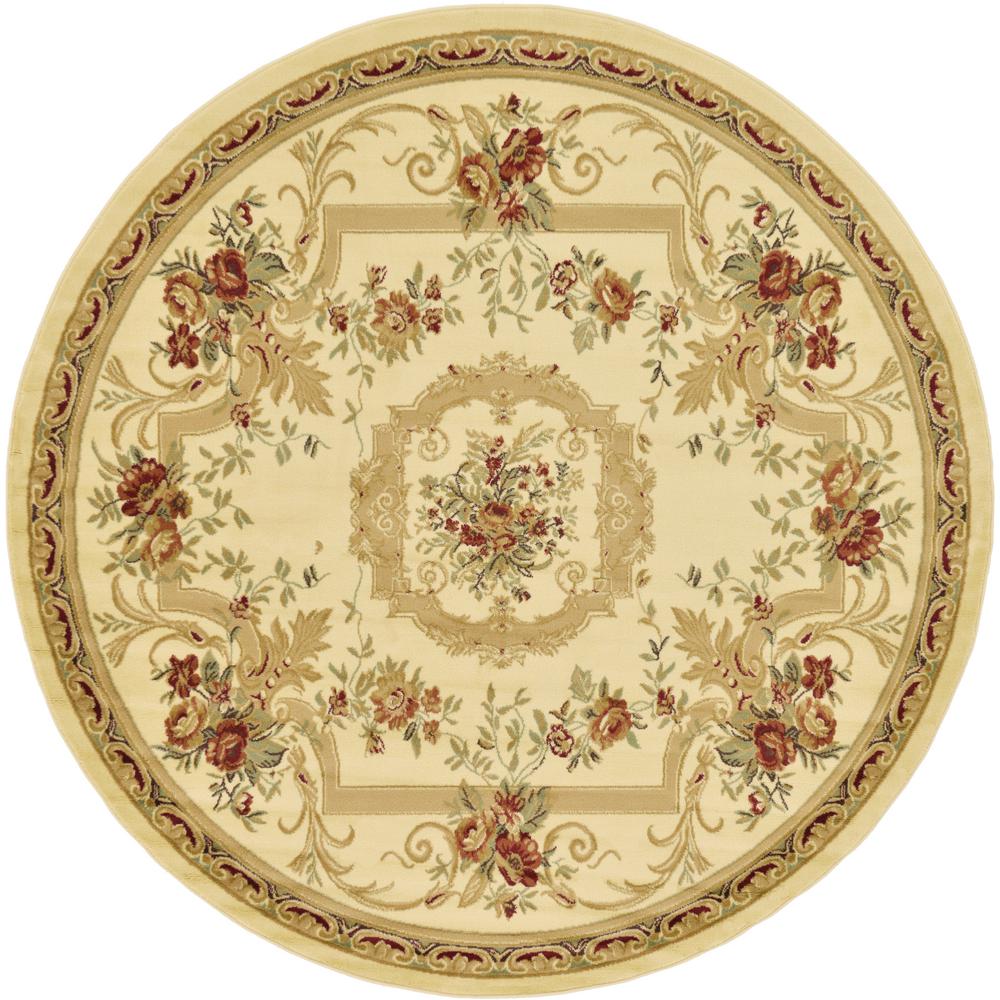 Unique Loom Classic Aubusson Cream 8 ft. x 8 ft. Round Area Rug3123688