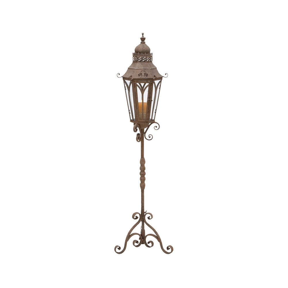 Litton Lane Rusted Brown Candle Holder Lantern With Stand 52946 Litton Lane Rusted Brown Candle Holder
