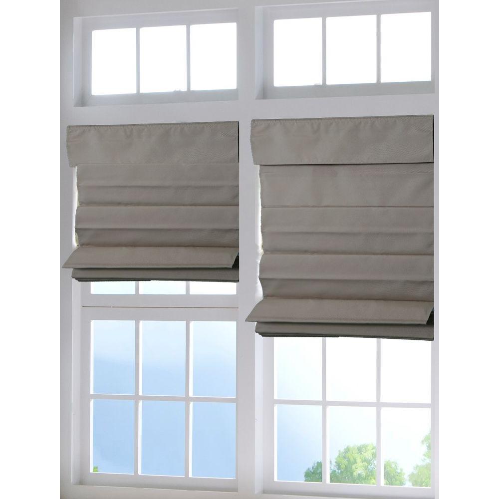 Perfect Lift Window Treatment Tan Cordless Fabric Roman Shade 29 in