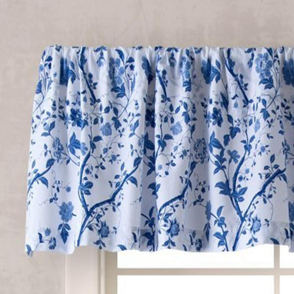 Laura Ashley Charlotte 15 In L Cotton Pole Top Valance In Blue