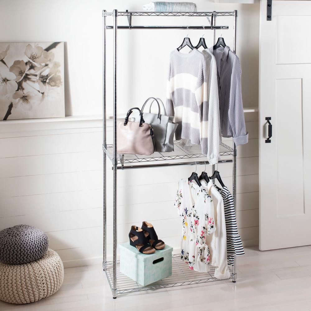 Hilier Heavy Duty Clothes Rail Shelf with Side Hanger Large Storage capacity Stainless Steel 