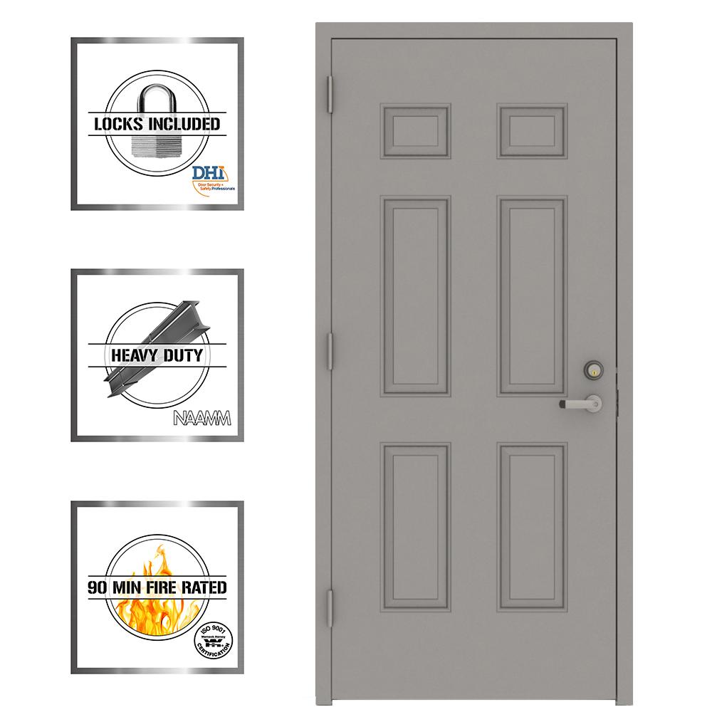 L I F Industries 30 In X 80 In Gray Right Hand 6 Panel Security