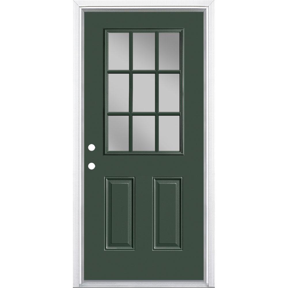 Masonite 36 In X 80 In 9 Lite Right Hand Inswing Painted Steel