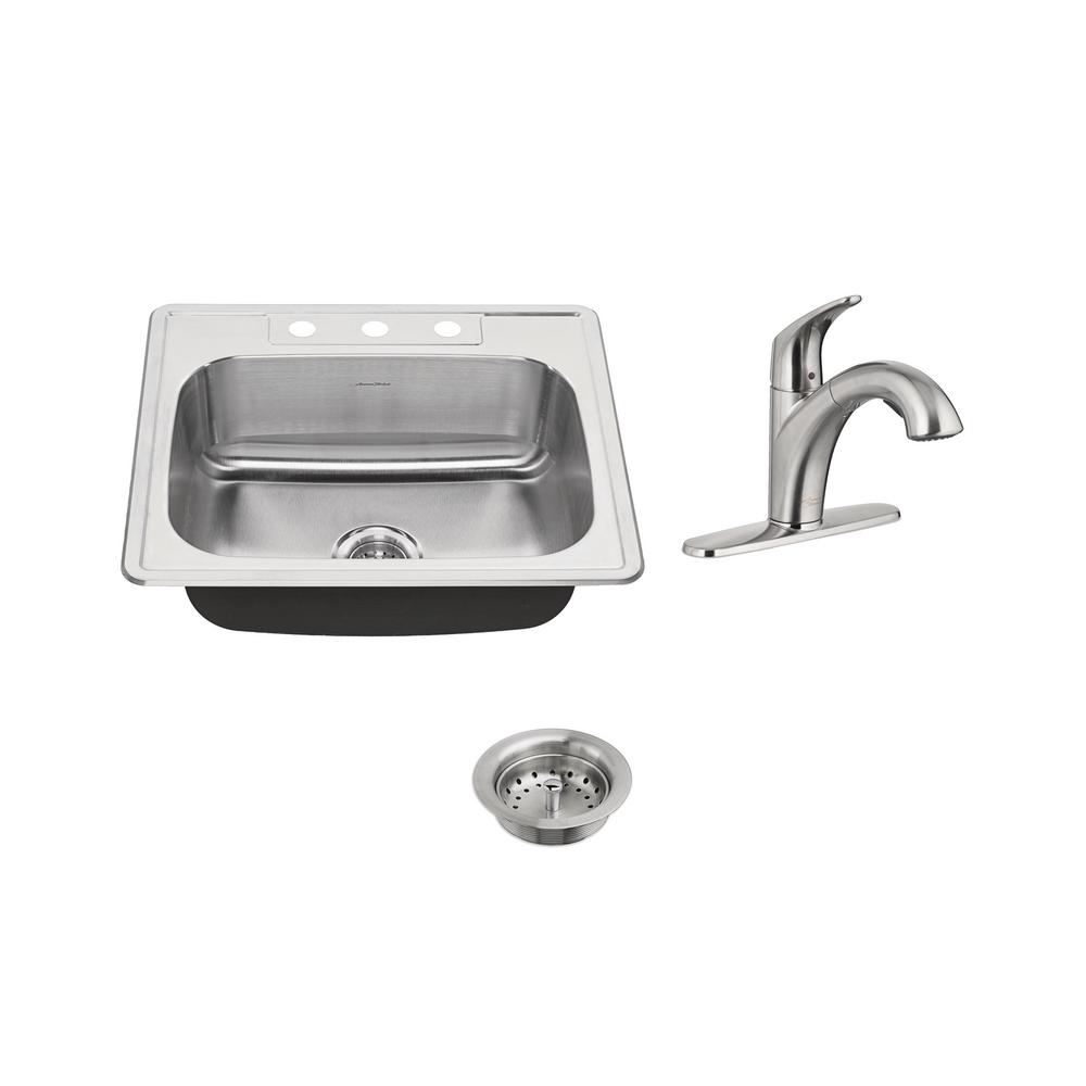 American Standard Colony Ada All In One Drop In Stainless Steel 25 In 3 Hole Single Bowl Kitchen Sink With Faucet In Stainless Steel