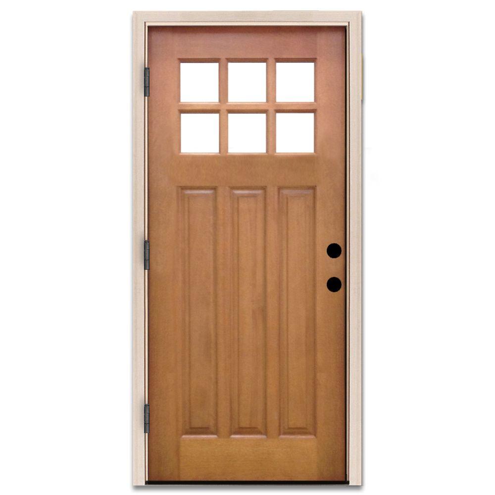 Steves &amp; Sons 32 in. x 80 in. Craftsman 6 Lite Stained