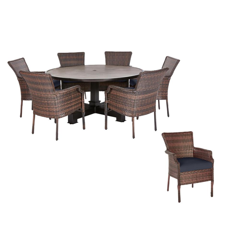 Hampton Bay Grayson 7-Piece Brown Wicker Outdoor Patio Dining Set with