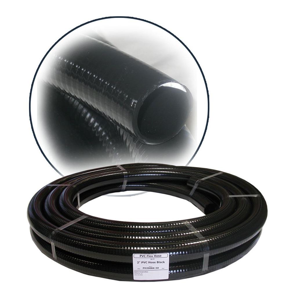 Alpine Corporation 2 in. ID x 25 ft. PVC Flex Hose in BlackPH200BK25