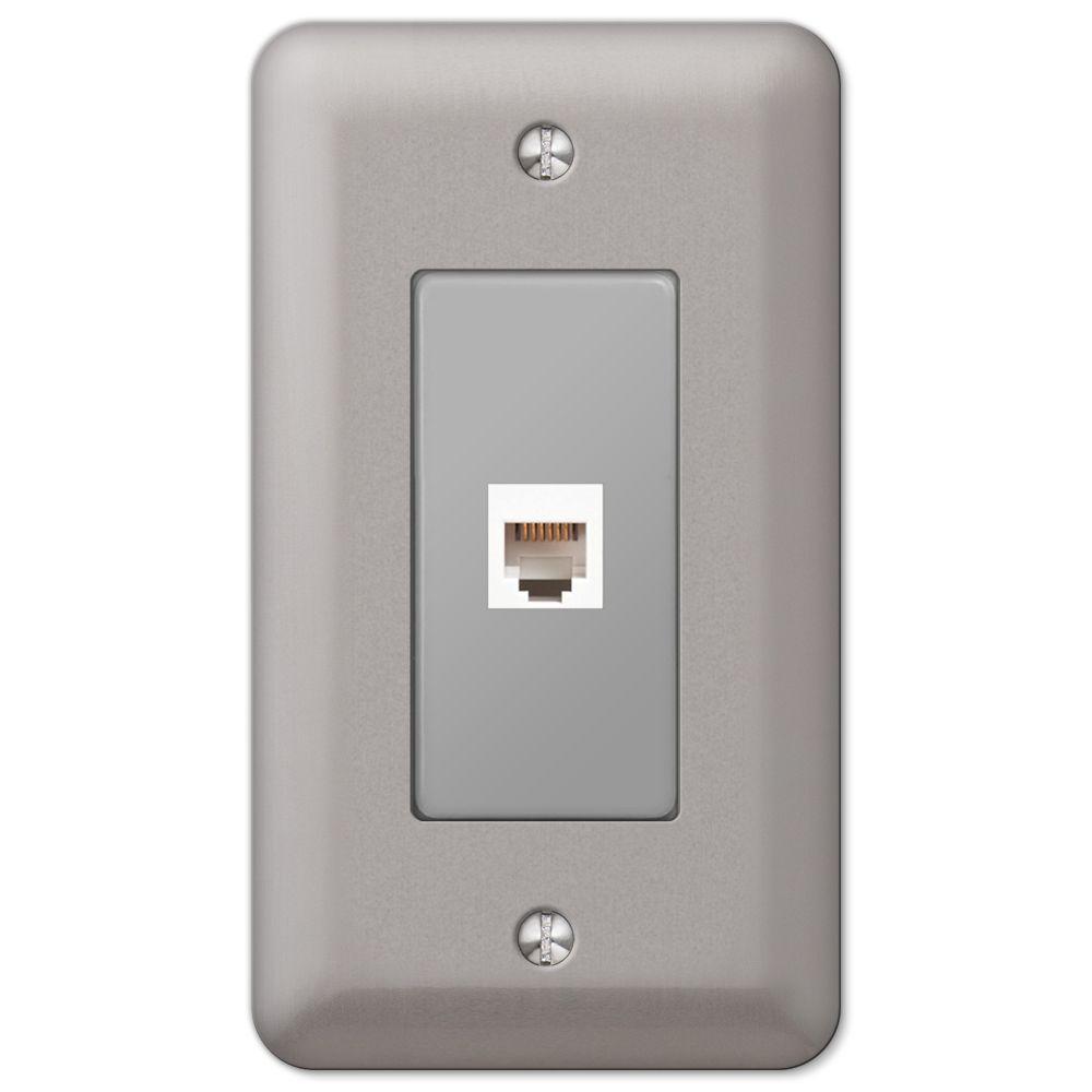 Hampton Bay Devon 1 Phone Wall Plate Brushed Nickel2PHPW The Home