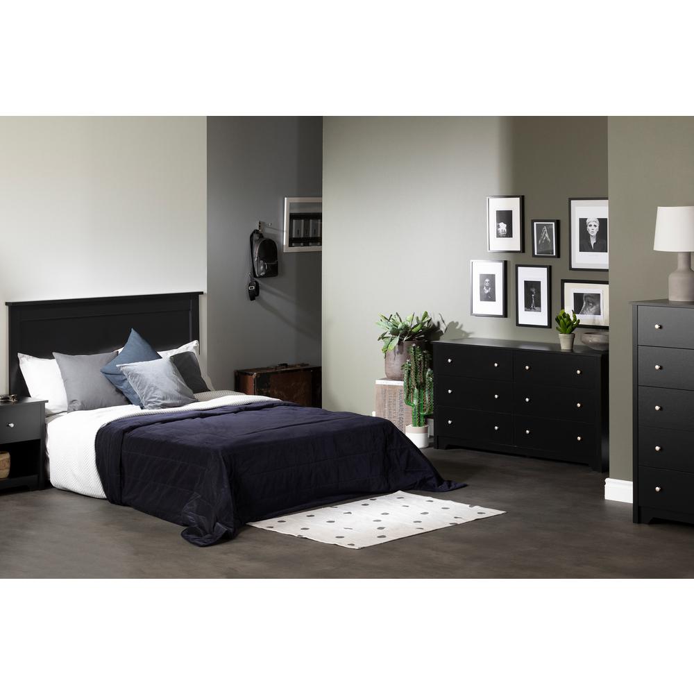 South Shore Vito 1 Drawer Nightstand In Pure Black 3170062 The Home Depot