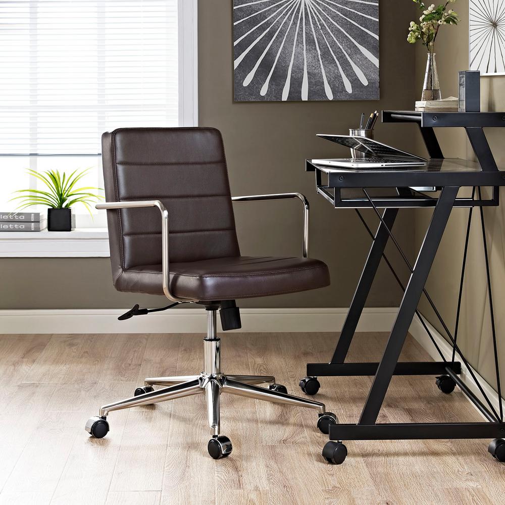 Modway Cavalier Mid Back Office Chair In Brown Eei 2125 Brn The