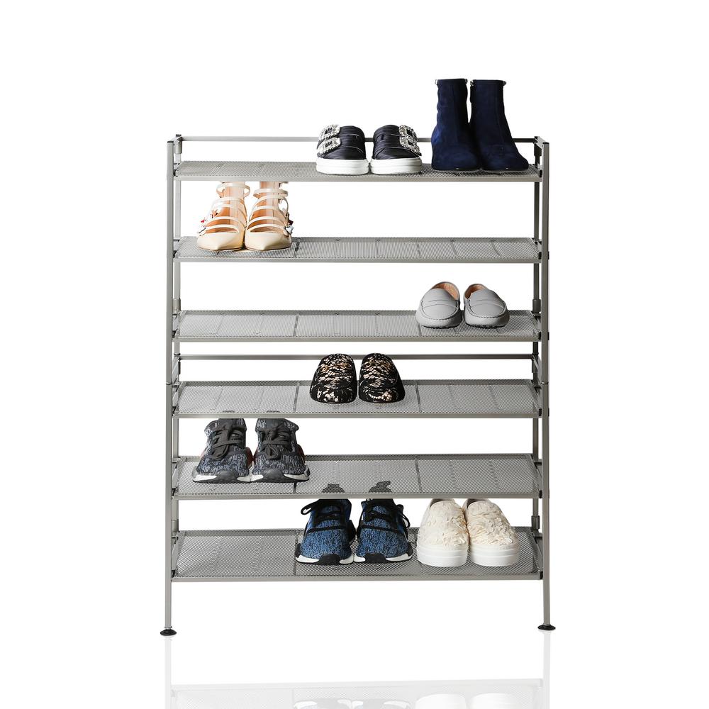 Seville Classics 38 2 In H X 26 5 In W 18 Pair Satin Pewter Iron Mesh Stackable Shoe Rack 2 Pack Webk257 The Home Depot