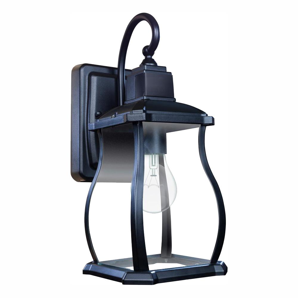 Home Decorators Collection Northampton 1 Light Black 180 Motion Activated Outdoor Wall Lantern Sconce