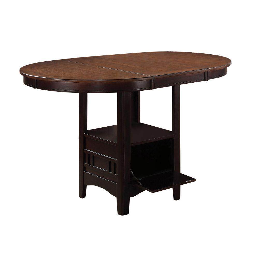 benjara brown dual tone with storage base wooden counter height dining table bm168068 the home depot usd