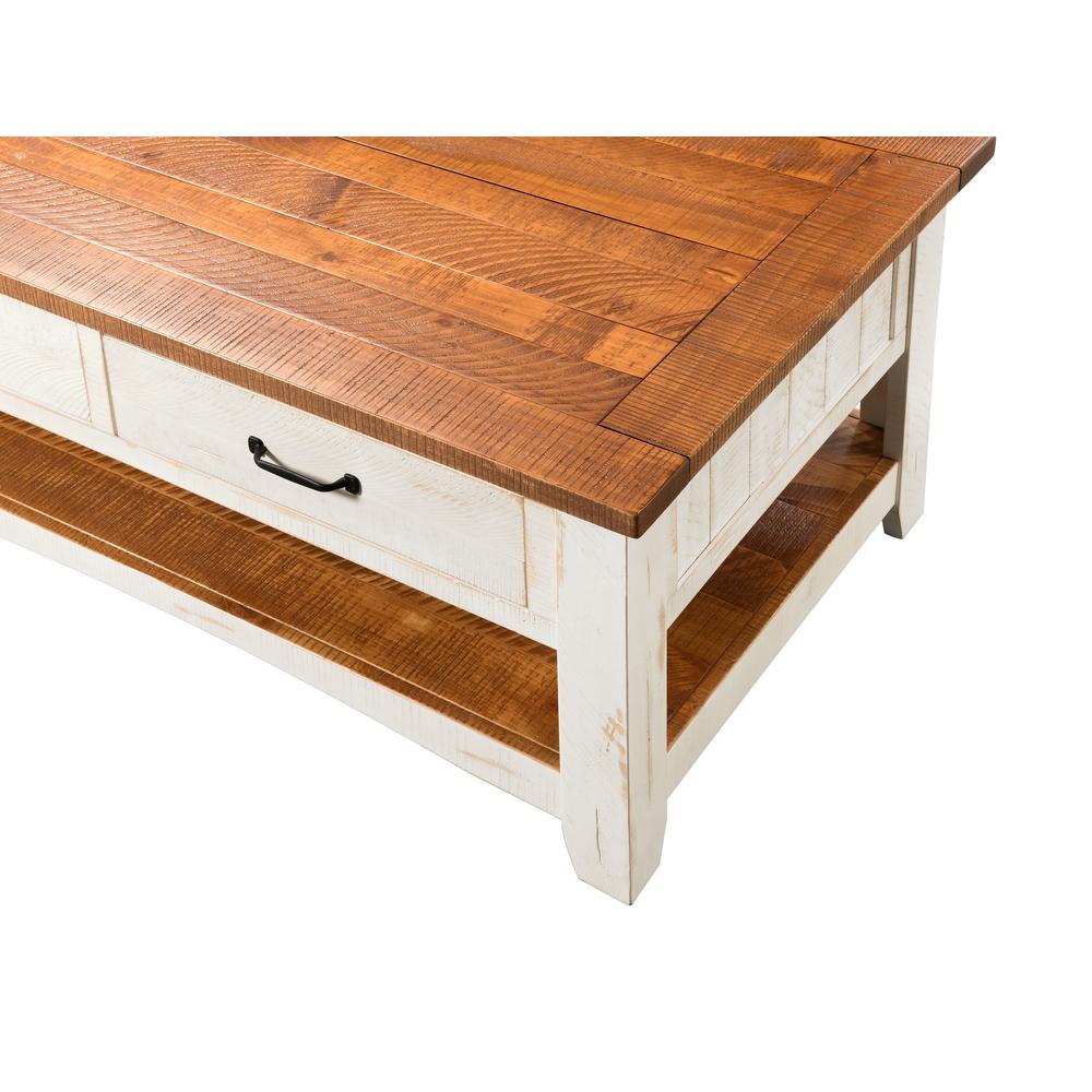 Martin Svensson Home Rustic 50 In Antique White Honey Aged Distressed Pine Large Rectangle Wood Coffee Table With Drawers 890126 The Depot - Large Pine Coffee Table With Drawers
