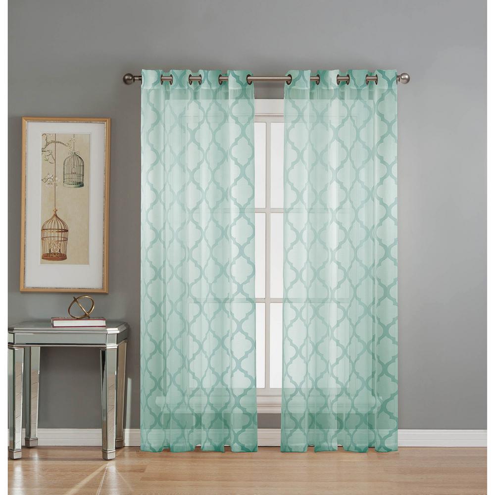 Window Elements Sheer Lattice Cotton Blend Burnout Sheer 84 In L