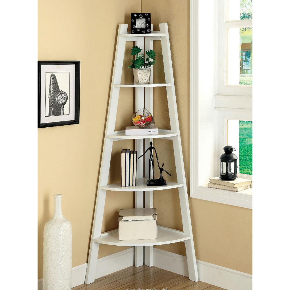 Venetian Worldwide 64 In White Wood 5 Shelf Ladder Bookcase With