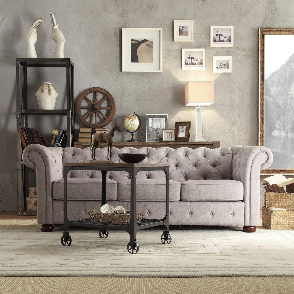 HomeSullivan Radcliffe Grey Linen Sofa40E208SGL1SOFA The Home Depot