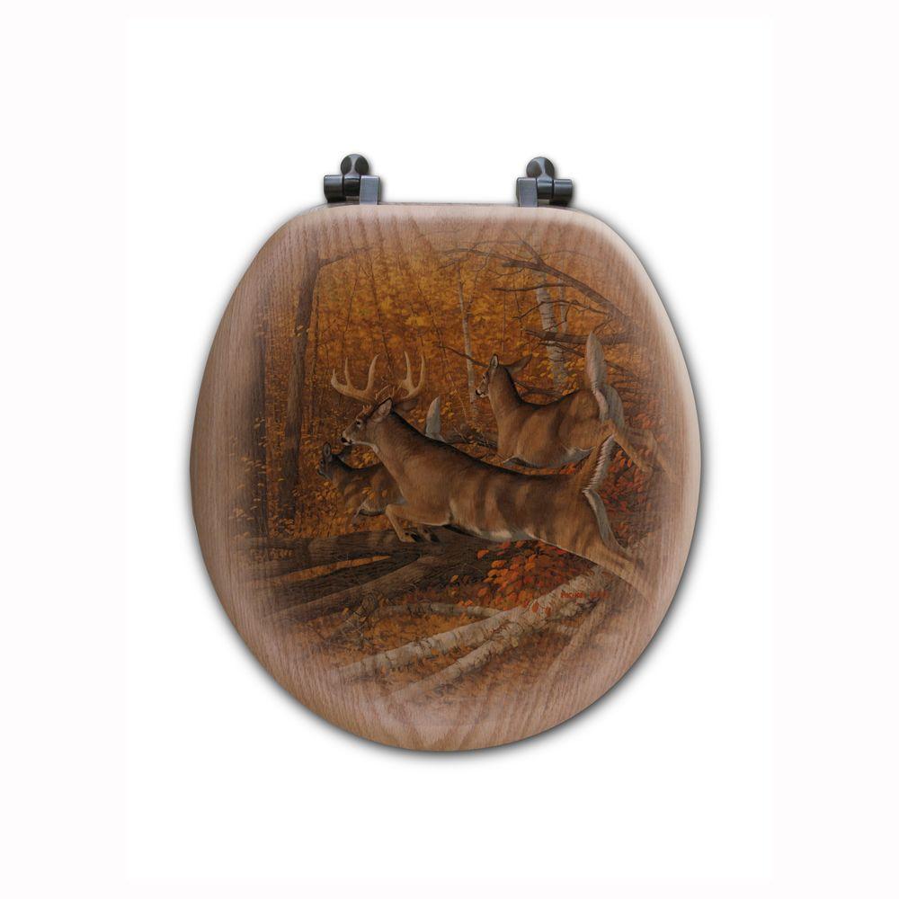 Maple Rush Round Closed Front Wood Toilet Seat in Oak BrownTSOMRR