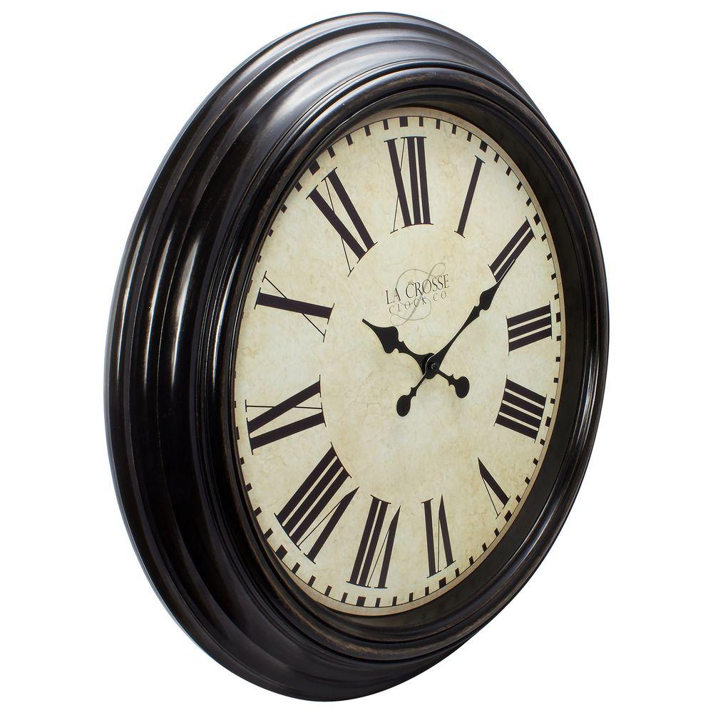23" Analog Round Large Indoor Wall Clock Round Brown Antique Roman Numerals Home 757456086774 eBay