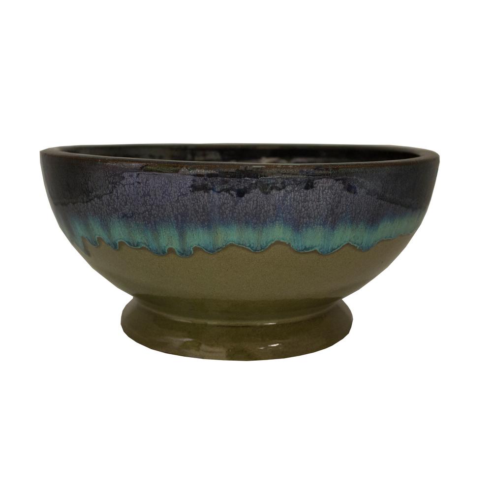 Trendspot 12 in. Dia Assorted Color Ceramic Caspian Bowl Planter