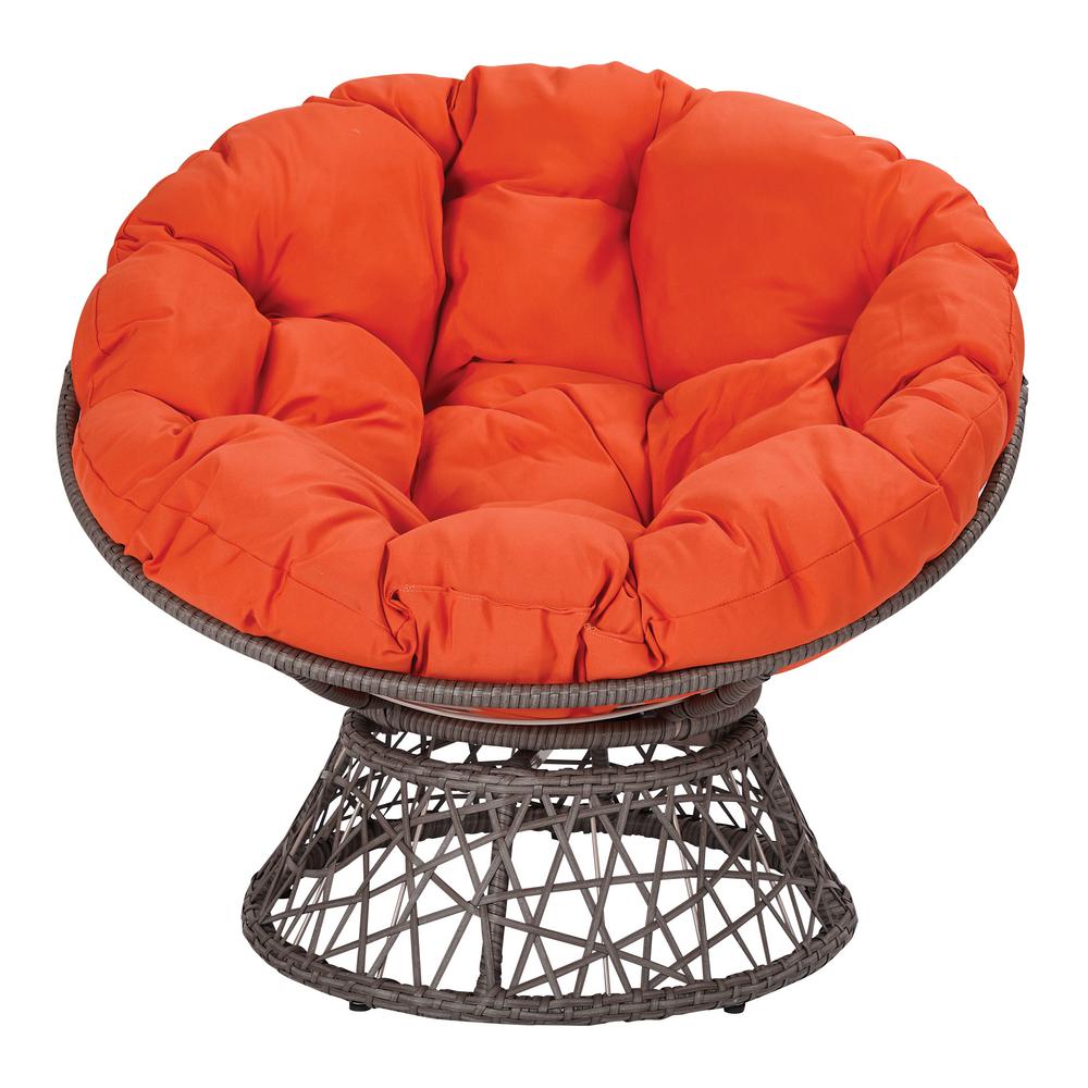 Osp Home Furnishings Papasan Chair With Orange Round Pillow Top