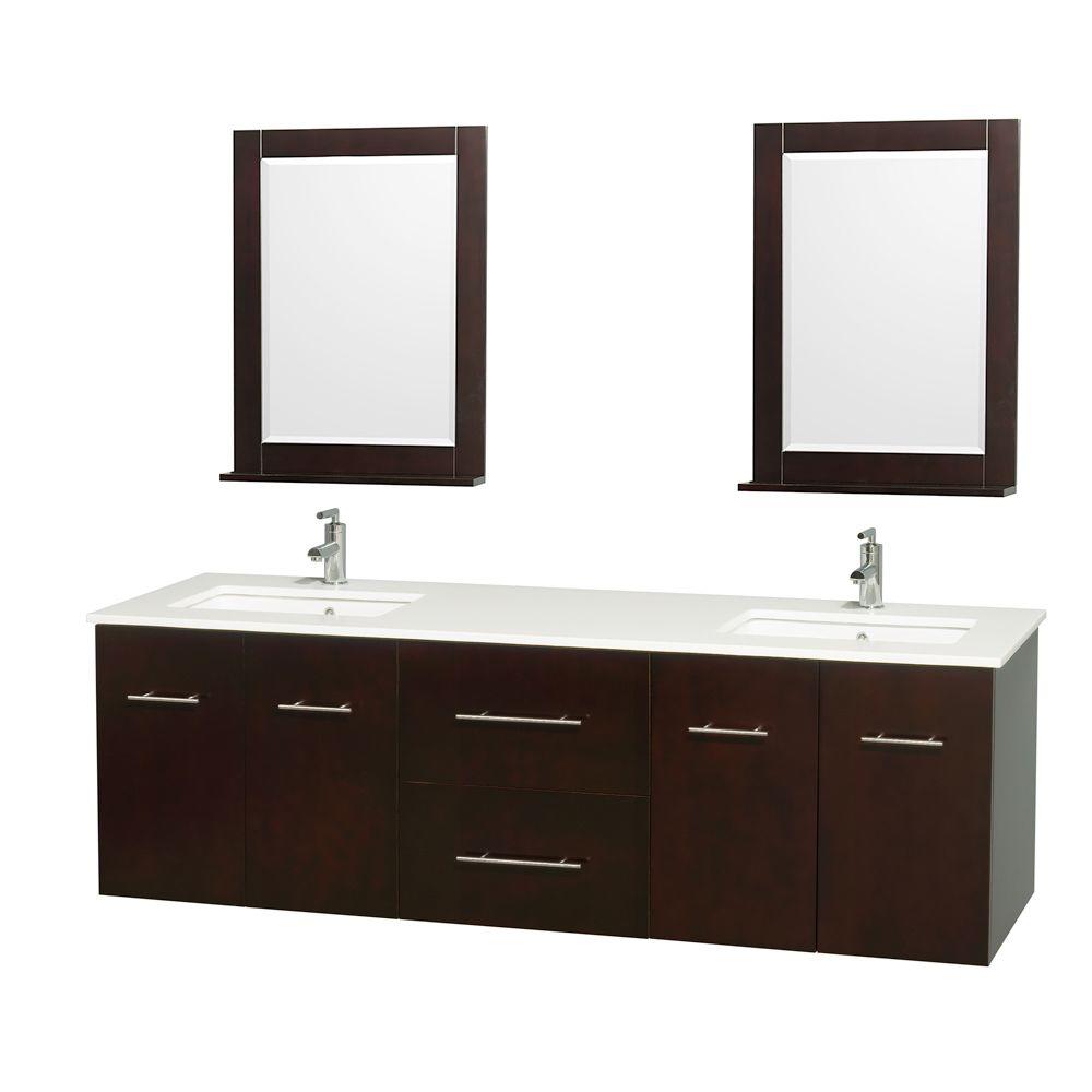 Wyndham Collection Centra 72 inch Double Vanity in Espresso with Man-Made Stone... by Wyndham Collection