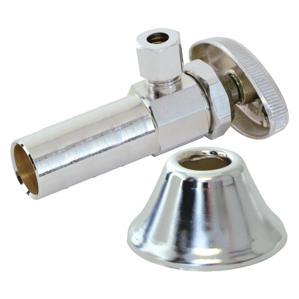Eastman 3/8 in. O.D. x 1/2 in. Nominal Brass MultiTurn Angle Stop Valve with 5 in. Extension