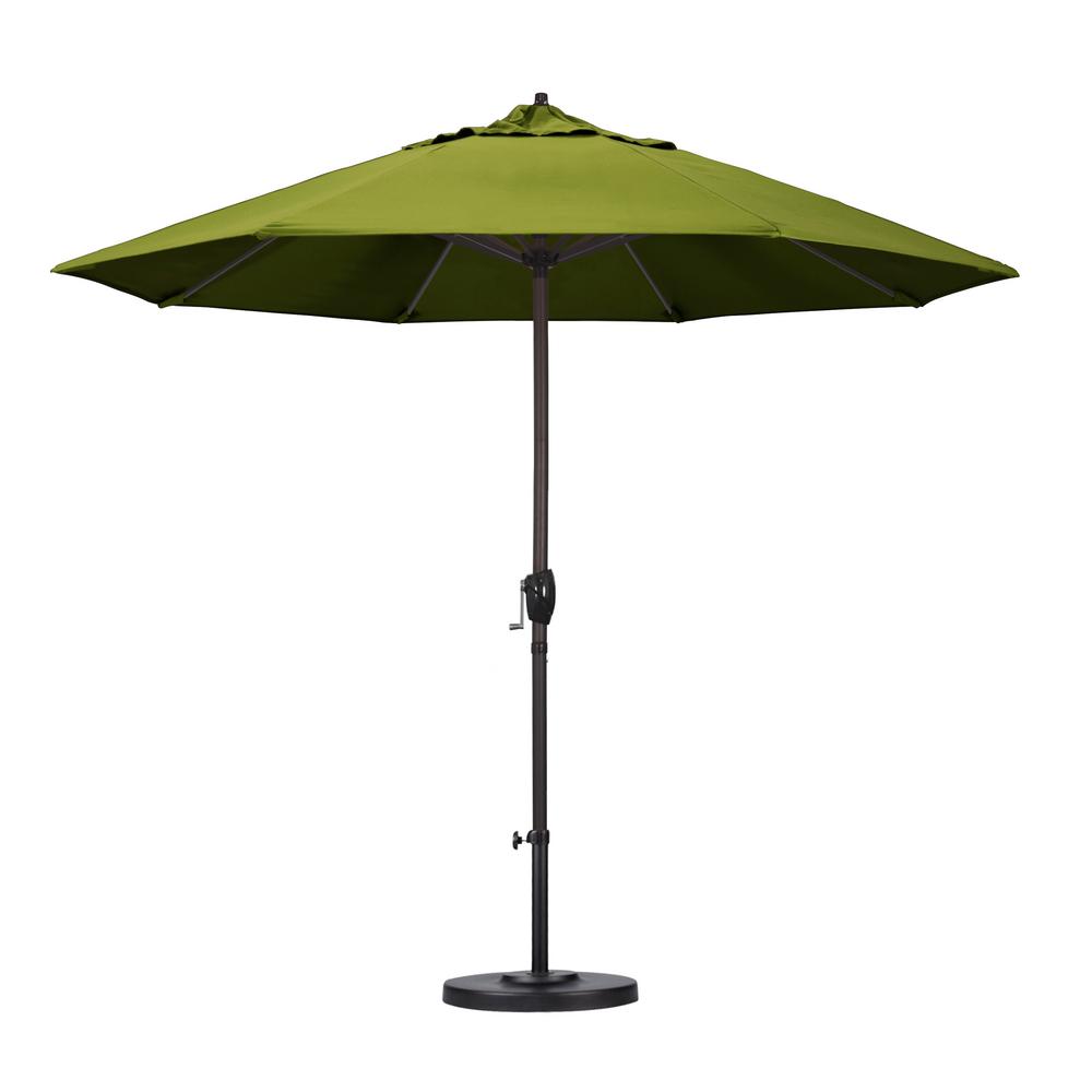 California Umbrella 9 Ft Aluminum Auto Tilt Patio Umbrella In Kiwi Olefin Ata908117 F55 The Home Depot