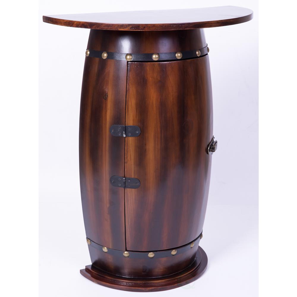 Vintiquewise Wooden Wine Barrel Console Bar End Table Lockable