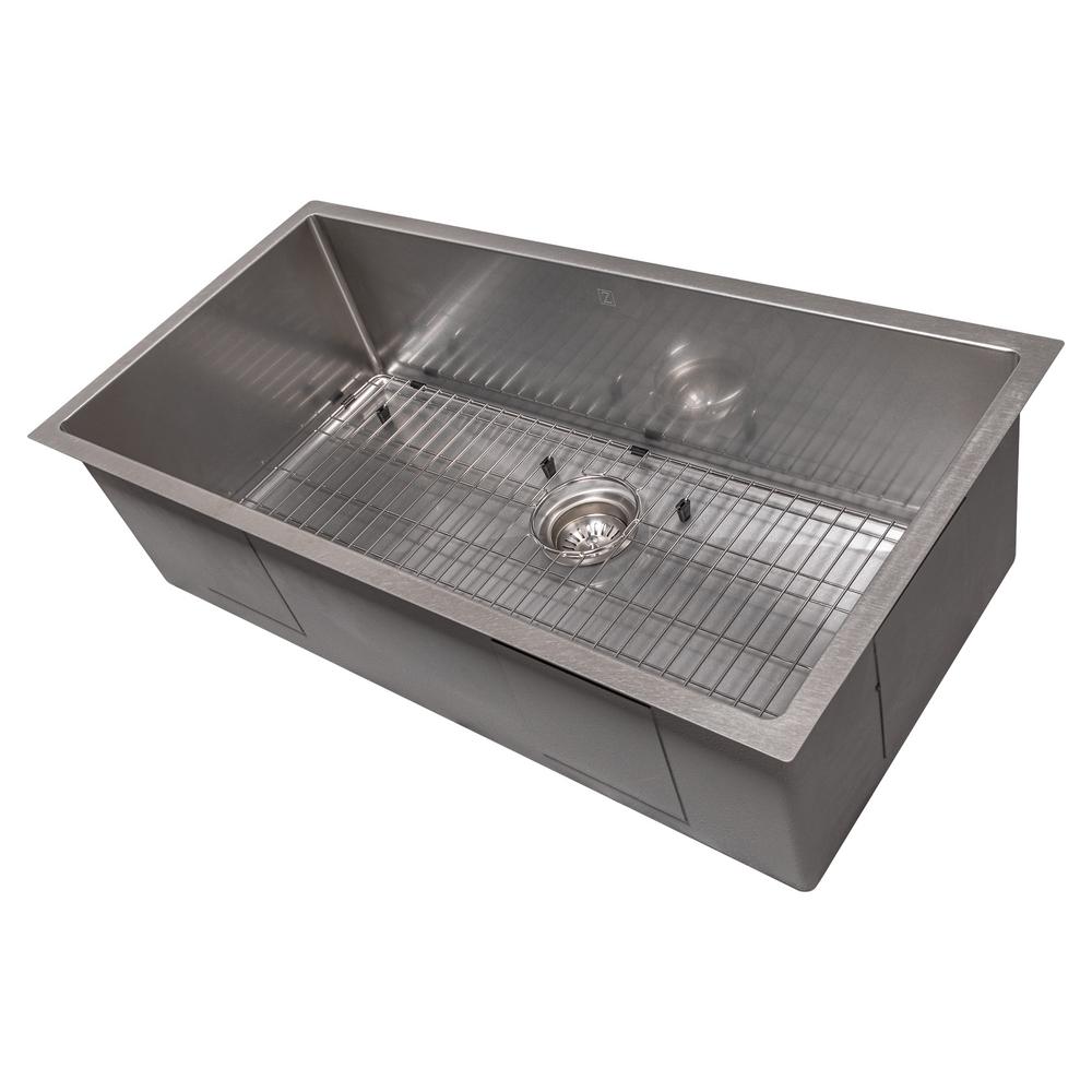 ZLINE Kitchen and Bath Classic 36 in. Stainless Steel Undermount Single 36 Stainless Steel Sink Undermount