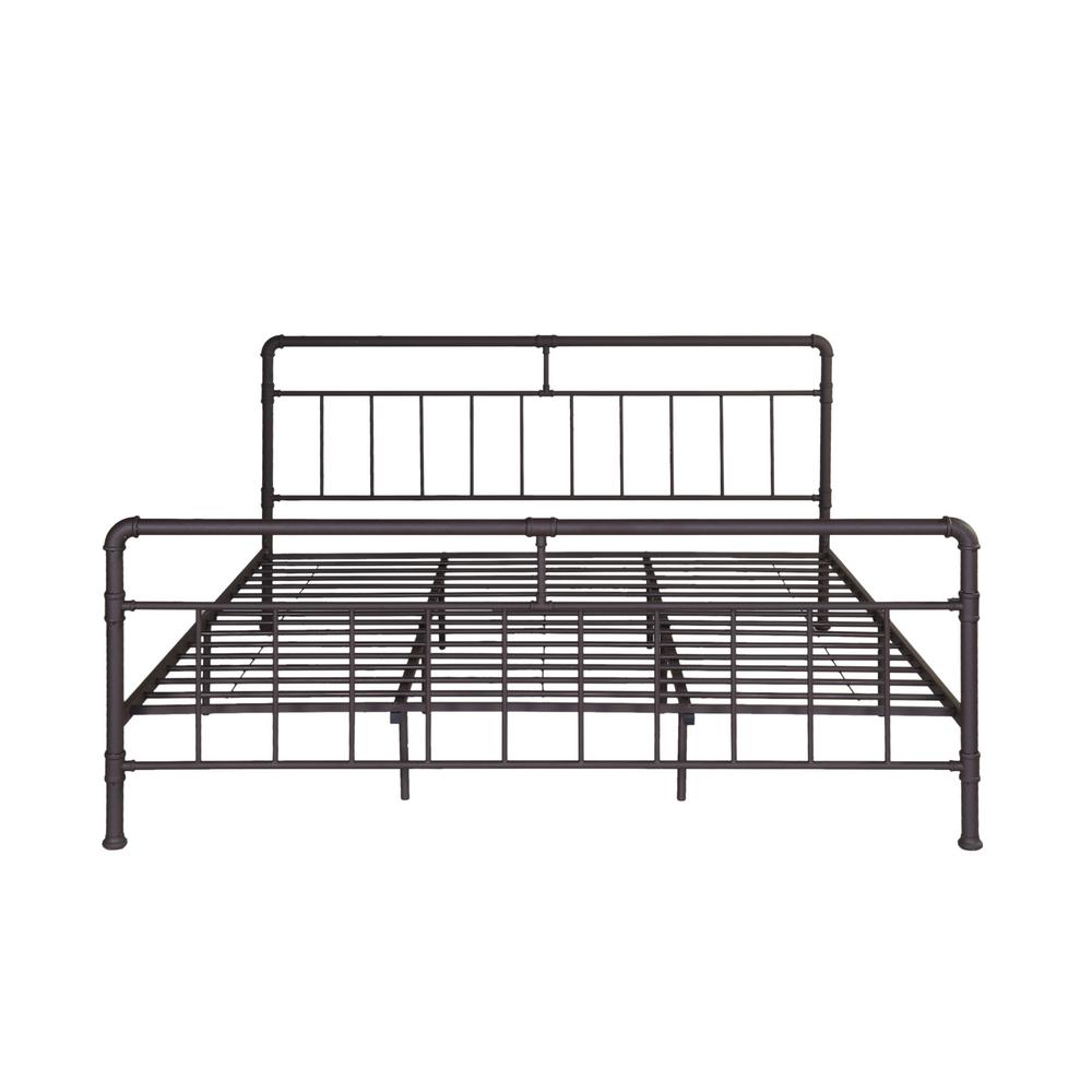 Noble House Mowry Industrial King-Size Hammered Copper Iron Bed Frame ...