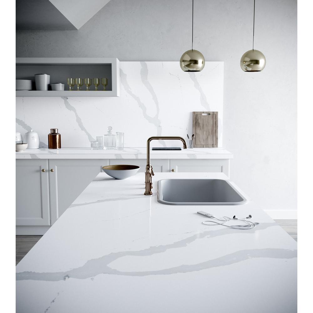 White Kitchen With Calacatta Vicenza Msi Q Quartz Counters