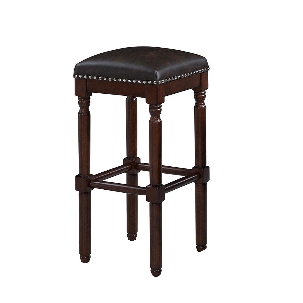 Linon Home Decor Kennedy 30 in. Dark Cherry Cushioned Bar Stool