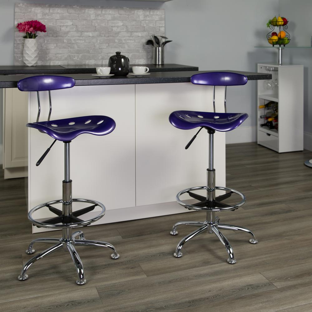 Vibrant Violet Workshop Stool with Adjustable Height /& Tractor Seat Salon Stool