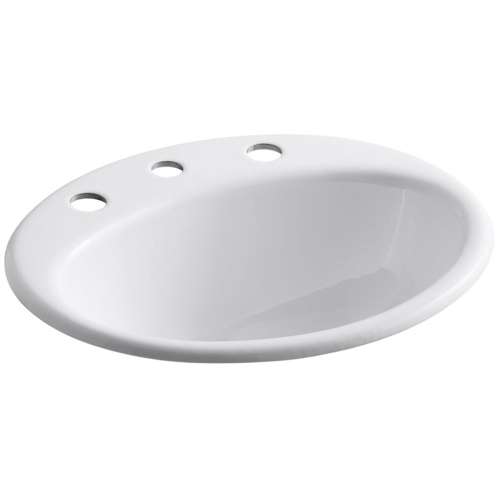 KOHLER Farmington Topmount Bathroom Sink in White with Overflow DrainK