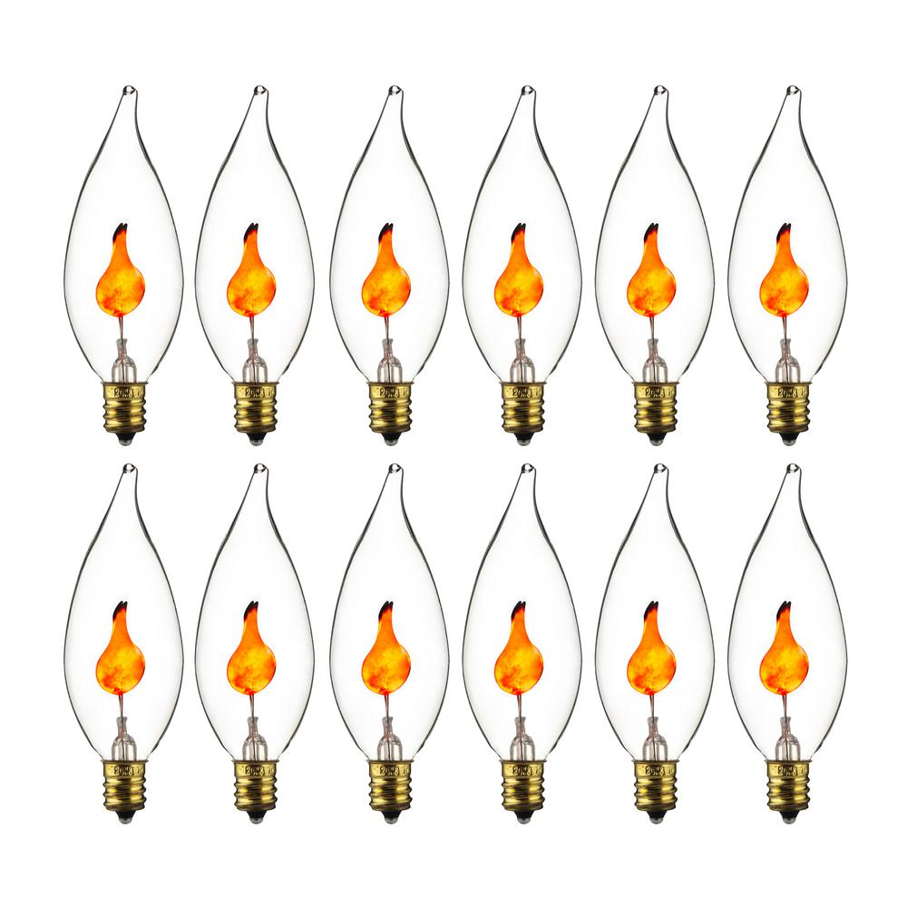 xDecorative Petite Chandelier Flicker Flame Light Bulb Candelabra Base E12 Clear