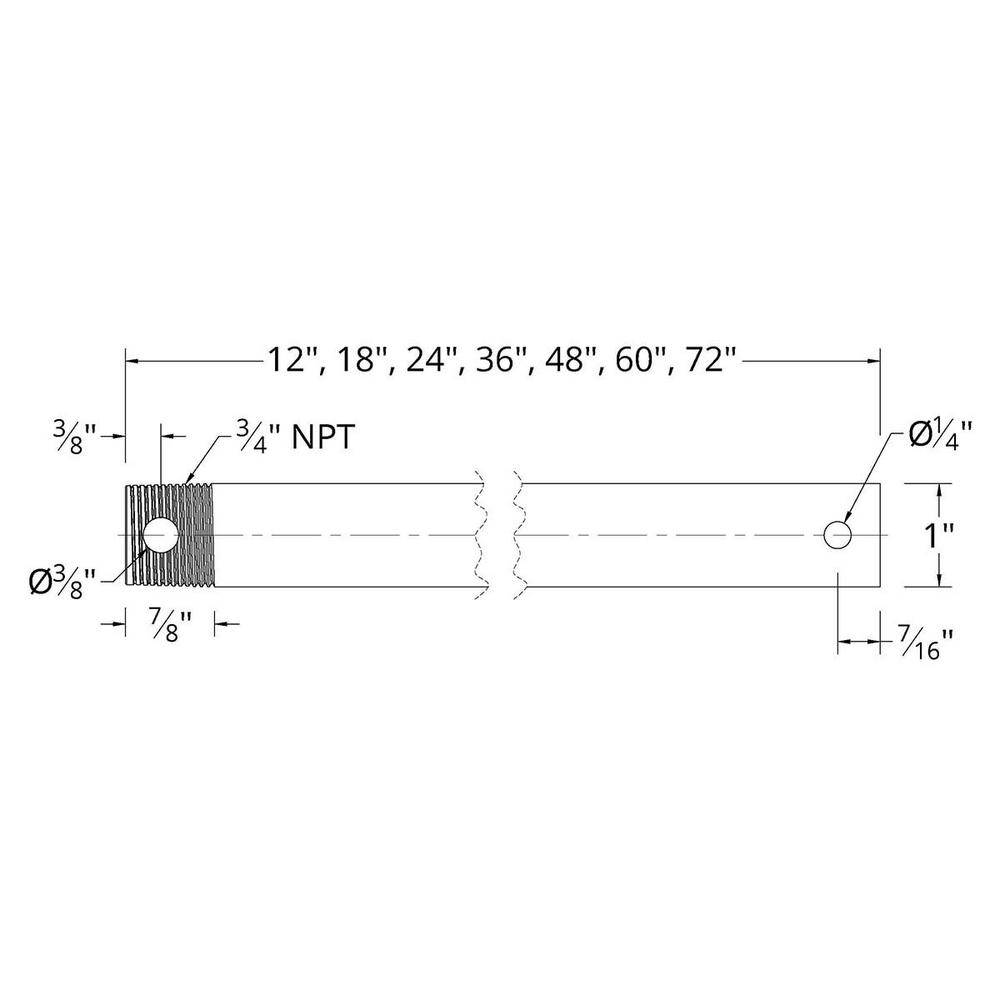 Modern Forms 12 In Matte Black Ceiling Fan Extension Downrod