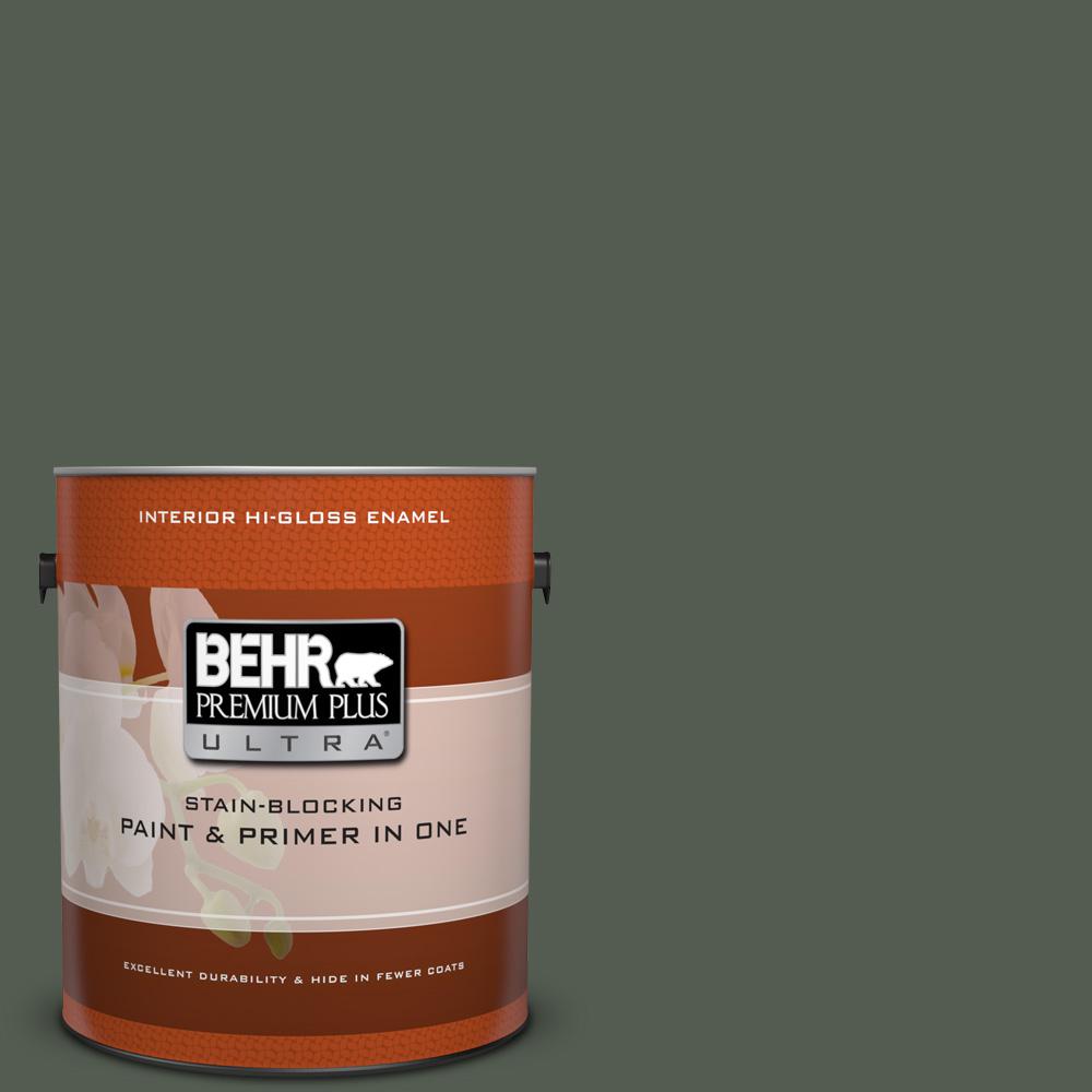 BEHR Premium Plus 1gal. Pure Black HiGloss Enamel Exterior/Interior